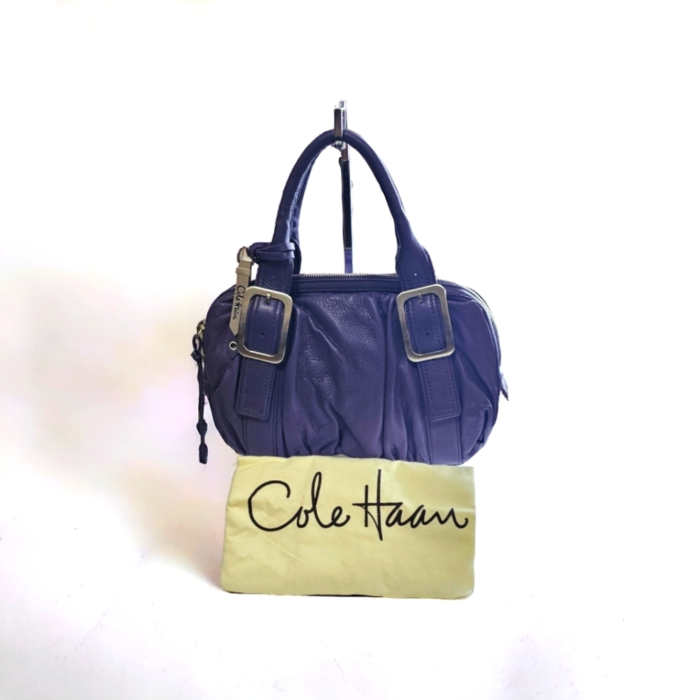 COLE HAAN Rouched Satchel in Rich Purple Haze w Dust bag NWT